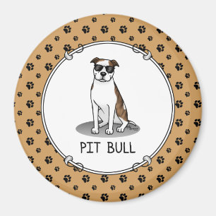 Koel Pit Bull en zonnebrillen (lt brindle white 3) Magneet