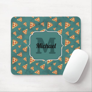 Koel pizza punten vintage teal patroon Monogram Muismat