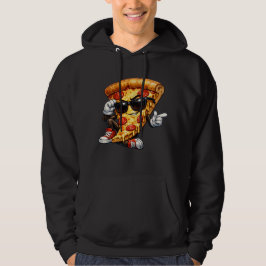 Koel Pizza Slice Mascotte met Zonnebril Kunst Hoodie