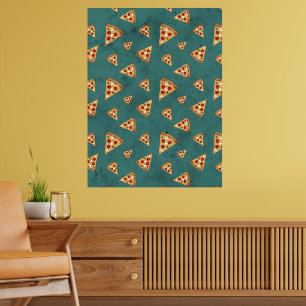 Koel pizza snij vintage teal patroon poster
