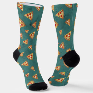 Koel pizza-snijden vintage teal patroon sokken