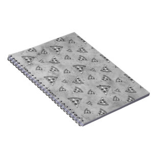 Koel pizza-snijden vintage zwart wit grijs patroon notitieboek