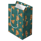 Koel pizza snijdt blauwgroen patroon medium cadeauzakje (Voorkant Gekanteld)