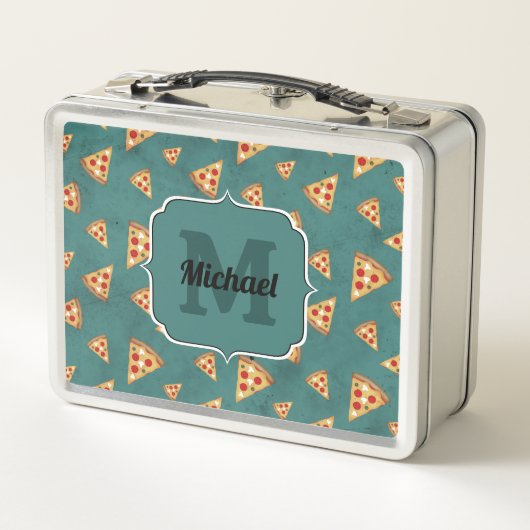 Koel pizza snijdt  blauwgroen patroon Monogram (Achterkant)