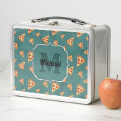 Koel pizza snijdt  blauwgroen patroon Monogram (In situ)