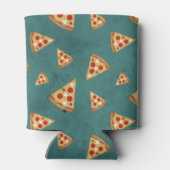 Koel pizza snijdt blauwgroen patroon Monogram Blikjeskoeler (Achterkant)