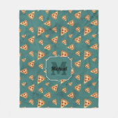 Koel pizza snijdt blauwgroen patroon Monogram Fleece Deken (Voorkant)