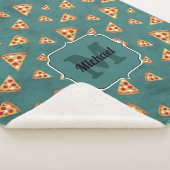 Koel pizza snijdt  blauwgroen patroon Monogram Sherpa Deken (3/4)