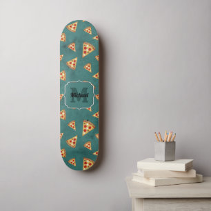 Koel pizza snijdt  blauwgroen patroon Monogram Skateboard