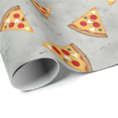Koel pizza snijdt  grijs patroon cadeaupapier (Rol Hoek)