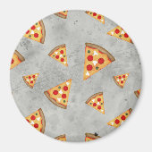 Koel pizza snijdt grijs patroon magneet (Voorkant)