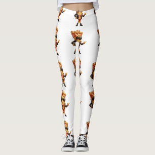 Koel pizzapunt mascotte in leren jas kunst leggings