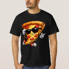Koel pizzapuntmaskotte met zonnebril kunst t-shirt