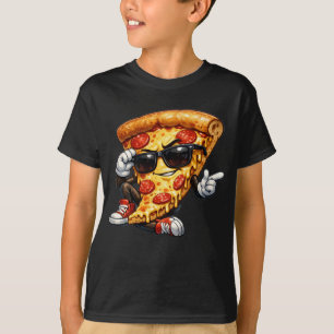 Koel pizzapuntmaskotte met zonnebril kunst t-shirt