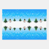 Koel plezier Snowman Sparkly-kerstbomen blauw Inpakpapier Vel (Voorkant)