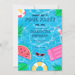Koel Pool Party Uitnodiging voor zwemvogels