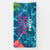 Koel Pool Party | Uitnodiging voor zwemvogels Spandoek (Verticaal)