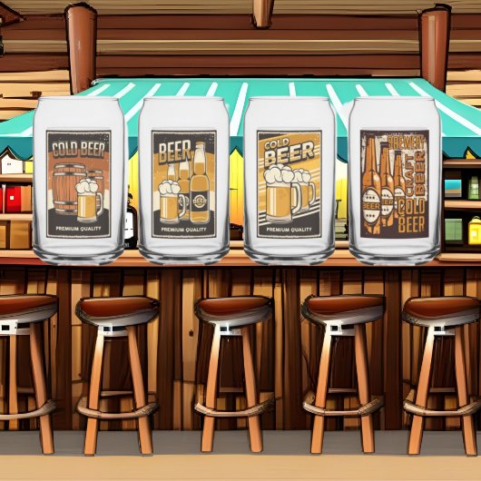 Koel retro  bier blikvorm glas