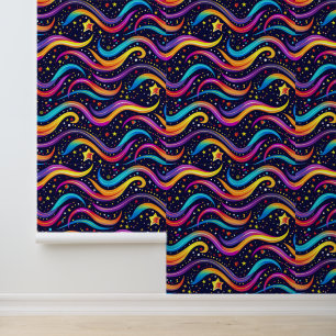 Koel retro galaxy tegelpatroon kinder behang