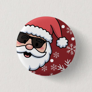 Koel Retro Kerstman Kerstserveringsblad Ronde Button 3,2 Cm