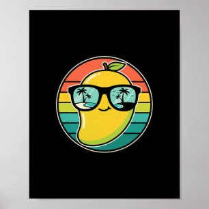Koel Retro Mango Fruit Kostuum Zonnebril Tropisch Poster