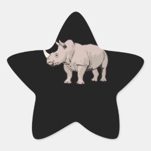Koel-Rijn Cute Chubby Rhino Ster Sticker