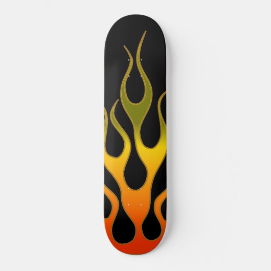 Koel rode gele vuurontvlammen op zwart skateboard (Voorkant)