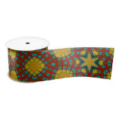 Koel Rood Geel Teal Retro Geometrisch Etnisch Stam Lint (Spoel)