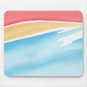 Koel Rood Oranje en Blauw Aquarel Strepen Muismat