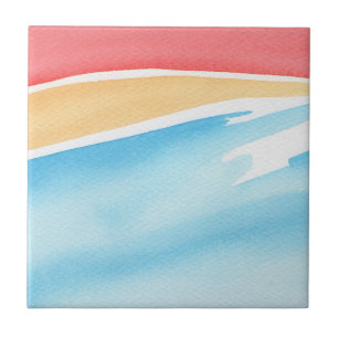 Koel Rood Oranje en Blauw Waterverf Strepen Tegeltje