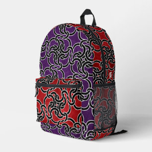 Koel Rood Paars Zwart Keltisch Knoop Modern Monogr Bedrukte Rugzak