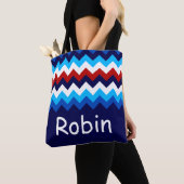 Koel Rood Wit Blauw Chevrons Monogram Canvas tas (Dichtbij)