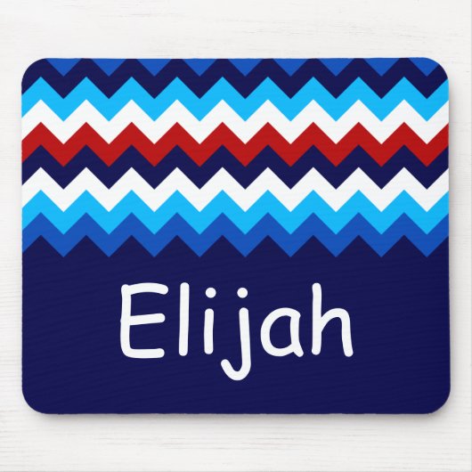 Koel Rood Wit Blauw Chevrons Monogram Mousepad Muismat (Voorkant)