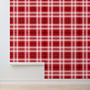 Koel rood wit plaid patroon behang