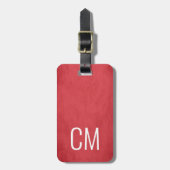 Koel rood wit vet monogram bagagelabel (Voorkant verticaal)