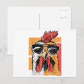 Koel Rooster met zonnebrillen Retro  Chic Briefkaart (Voorkant / Achterkant)