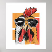 Koel Rooster met zonnebrillen Retro Chic Poster (Voorkant)