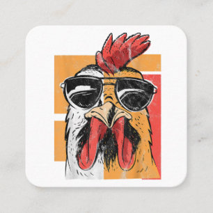 Koel Rooster met zonnebrillen Retro  Chic Vierkante Visitekaartje