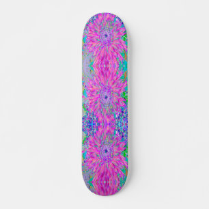 Koel Roze Blauw en Paarse Artistieke Dahlia Bloei Skateboard