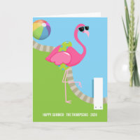Koel Roze Flamingo Zomer Familie Foto Groet
