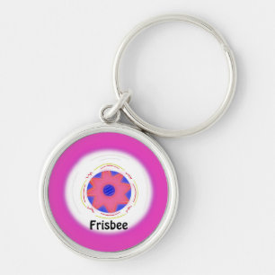 Koel roze frisbee-ontwerp sleutelhanger