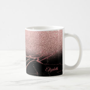 Koel roze gouden glitters, Marmer - Gepersonalisee Koffiemok