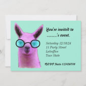 Koel Roze Lama Uitnodigingen op Maat (Voorkant)