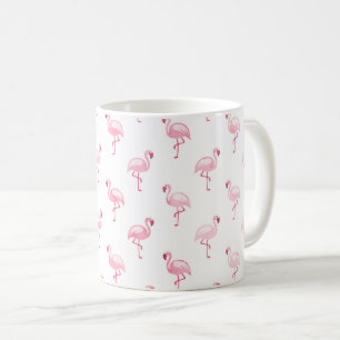 Koel Roze Tropisch Flamingo patroon op Wit Koffiemok