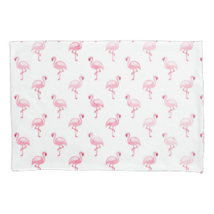 Koel Roze Tropisch Flamingo patroon op Wit Kussensloop