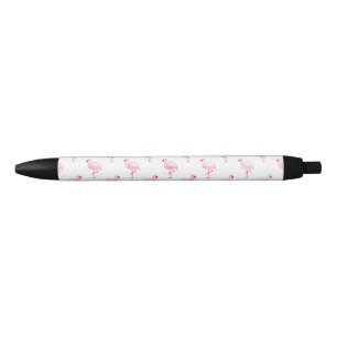 Koel Roze Tropisch Flamingo patroon op Wit Zwarte Inkt Pen
