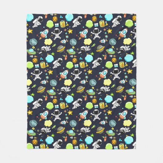Koel ruimtethema - Astronauts & raketschilden Fleece Deken (Voorkant)