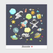 Koel ruimtethema - Astronauts & raketschilden Sticker (Vel)
