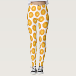 Koel Sappig Oranje fruitplakjes patroonwit Leggings