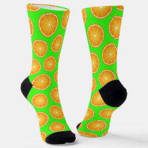 Koel Sappig Oranje fruitplakpatroon neon groen Sokken